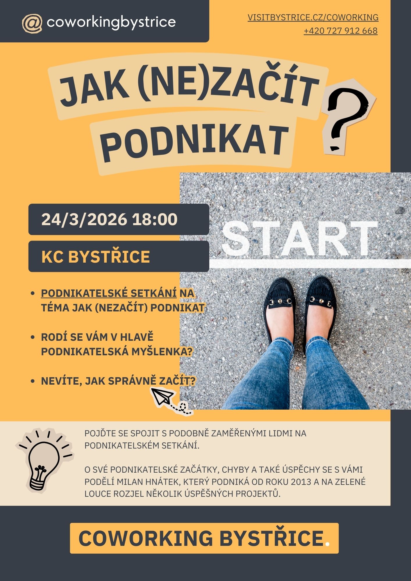 Plakát Coworking Bystřice Milan Hnátek